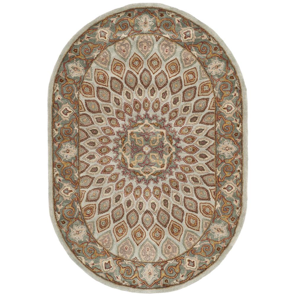 HERITAGE, BLUE / GREY, 4'-6" X 6'-6" Oval, Area Rug. Picture 1