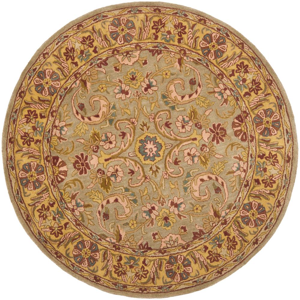 HERITAGE, GREY / GOLD, 6' X 6' Round, Area Rug. The main picture.