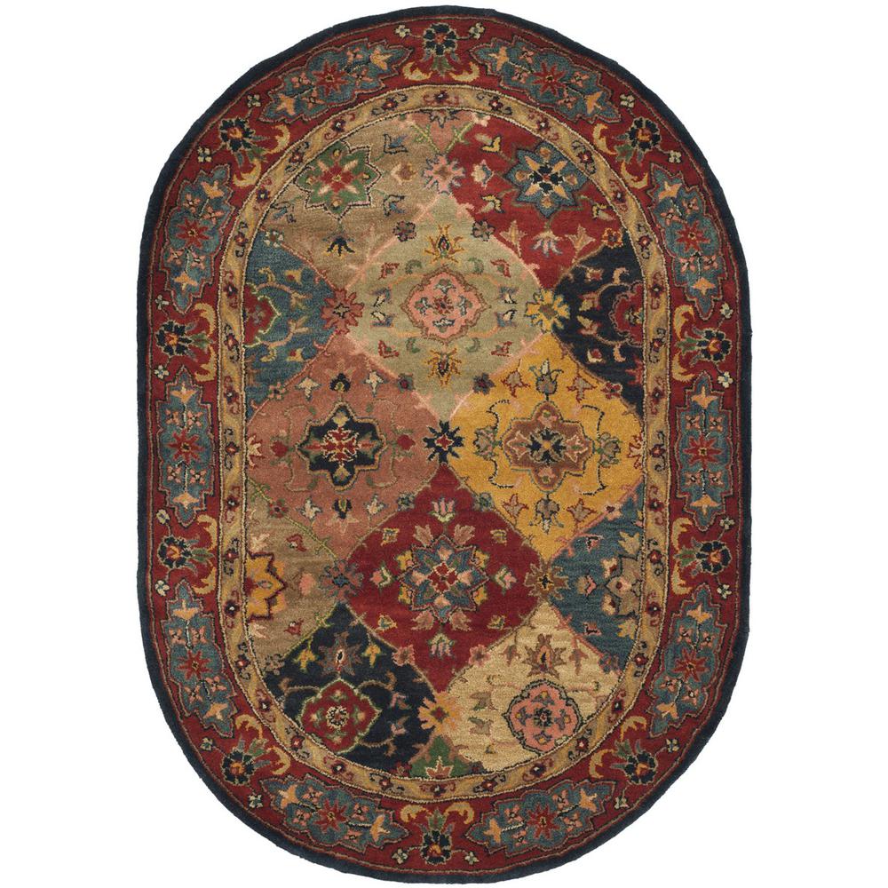 HERITAGE, RED / MULTI, 4'-6" X 6'-6" Oval, Area Rug. Picture 1