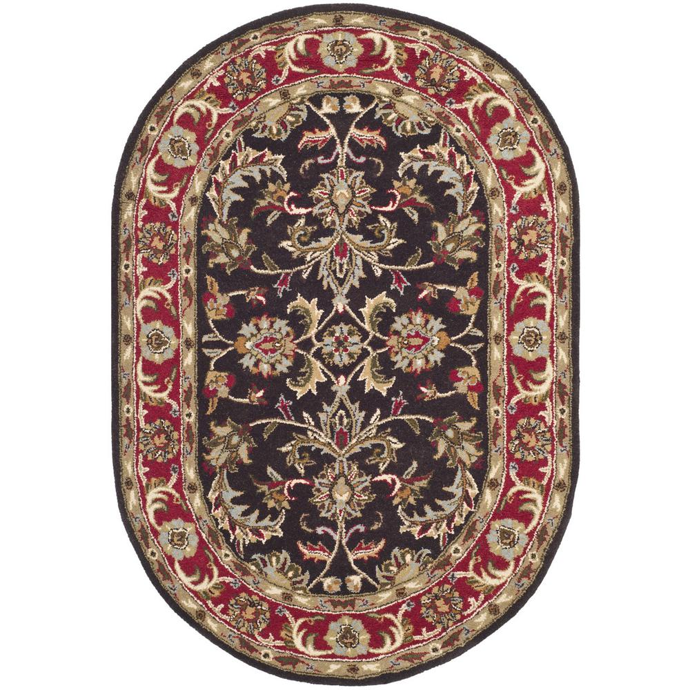 HERITAGE, CHOCOLATE / RED, 4'-6" X 6'-6" Oval, Area Rug. Picture 1