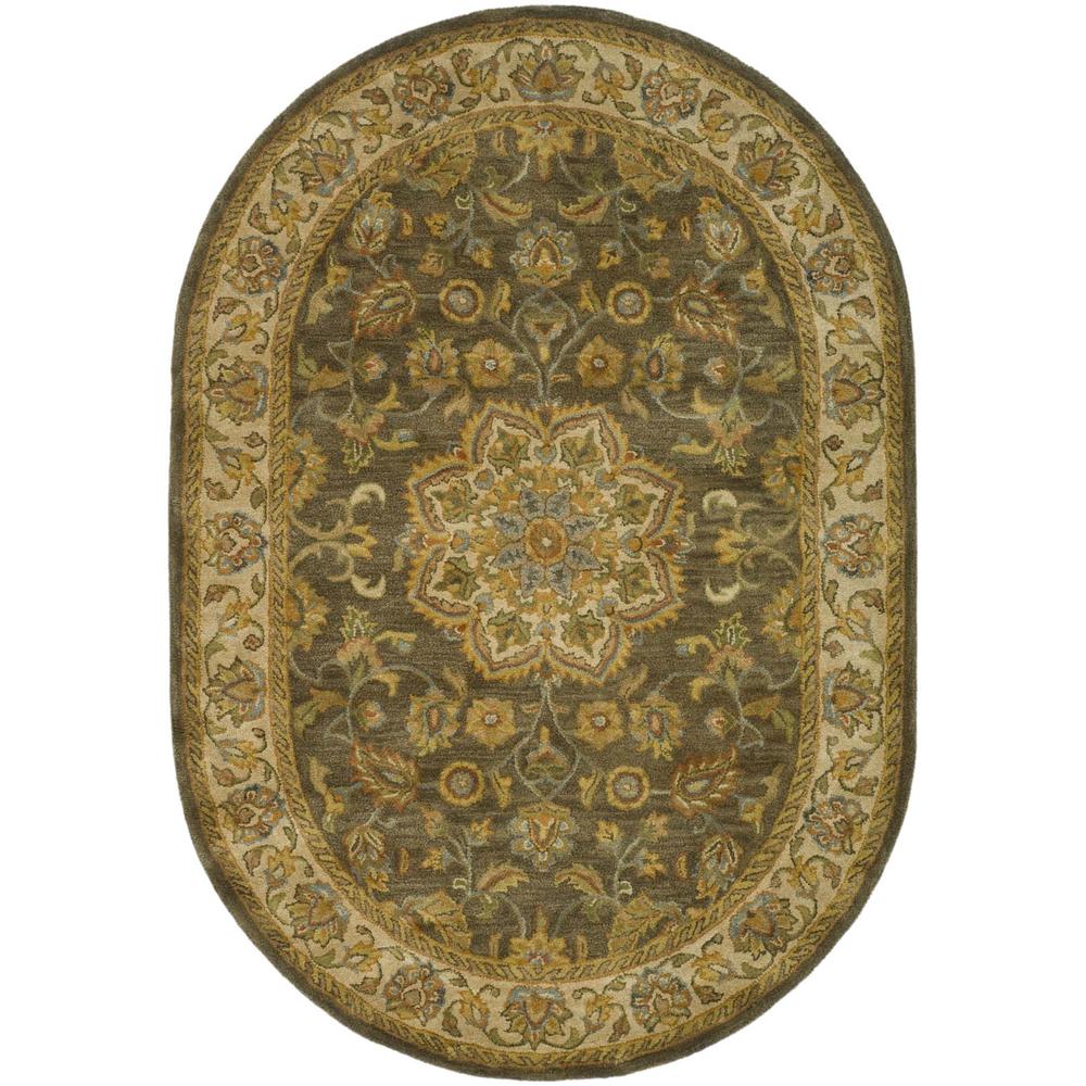HERITAGE, GREEN / TAUPE, 4'-6" X 6'-6" Oval, Area Rug. Picture 1