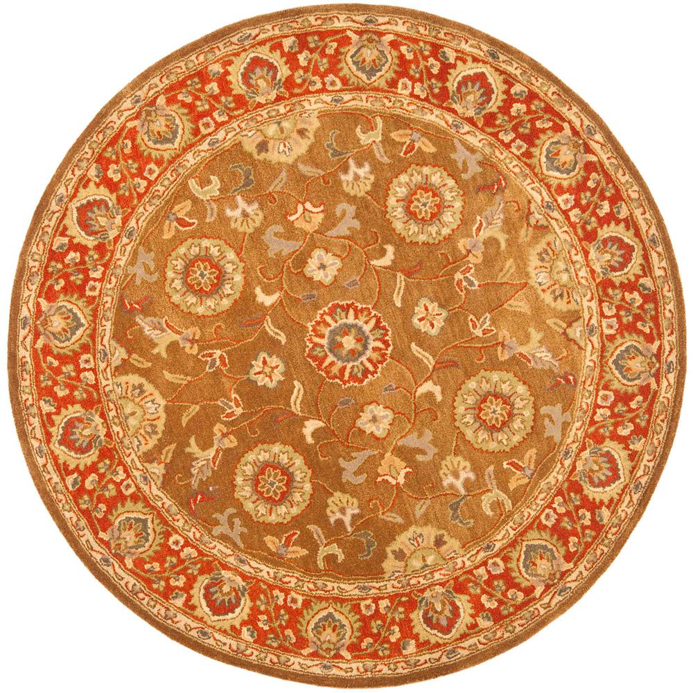 HERITAGE, BEIGE / RUST, 6' X 6' Round, Area Rug. The main picture.