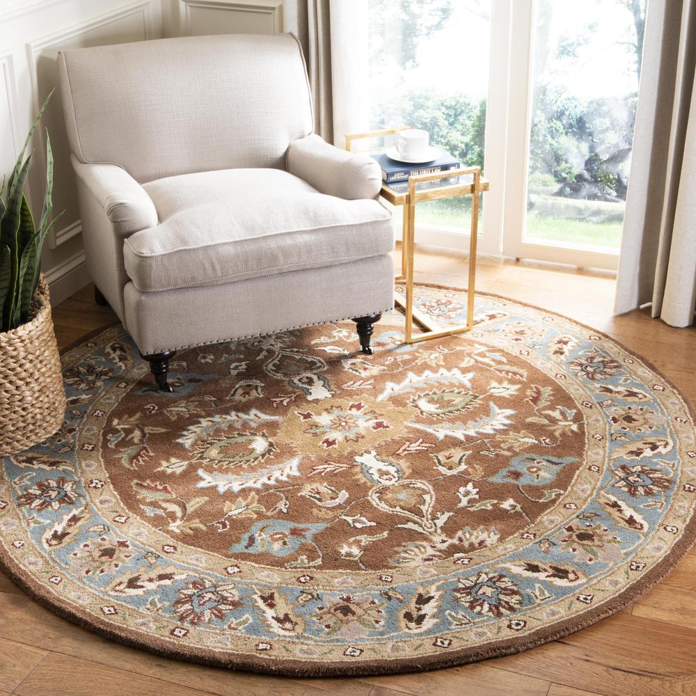 HERITAGE, BROWN / BLUE, 6' X 6' Round, Area Rug, HG968A-6R. Picture 1