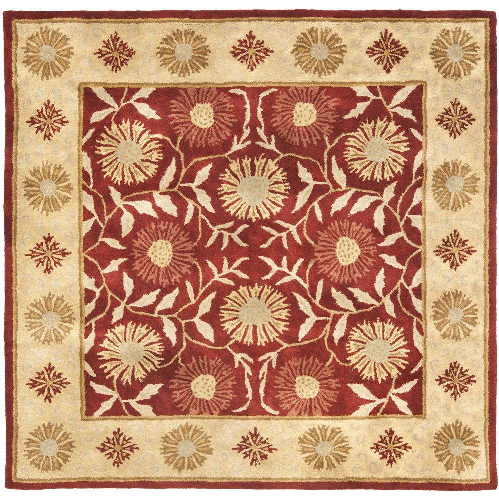 HERITAGE, RED / BEIGE, 6' X 6' Square, Area Rug. Picture 1