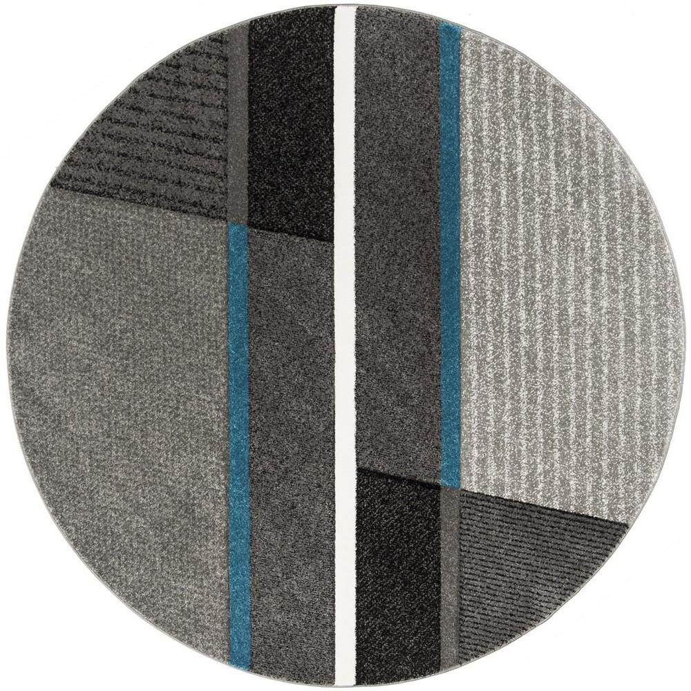 HOLLYWOOD, GREY / TEAL, 6'-7" X 6'-7" Round, Area Rug, HLW711D-7R. Picture 1