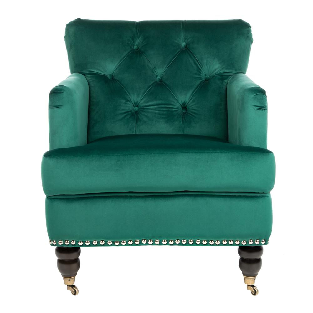 Colin Tufted Club Chair, Emerald/Espresso. The main picture.