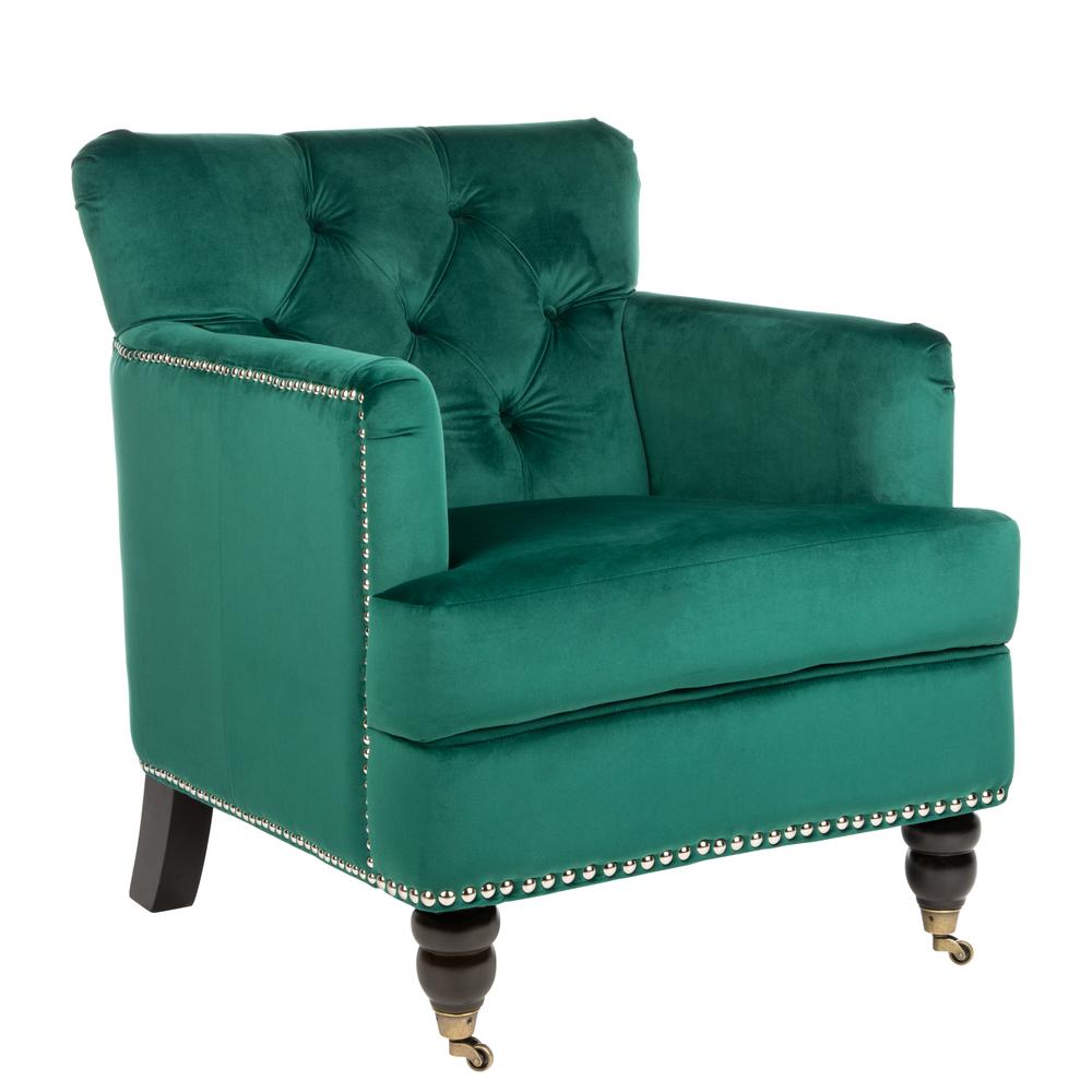 Colin Tufted Club Chair, Emerald/Espresso. Picture 9