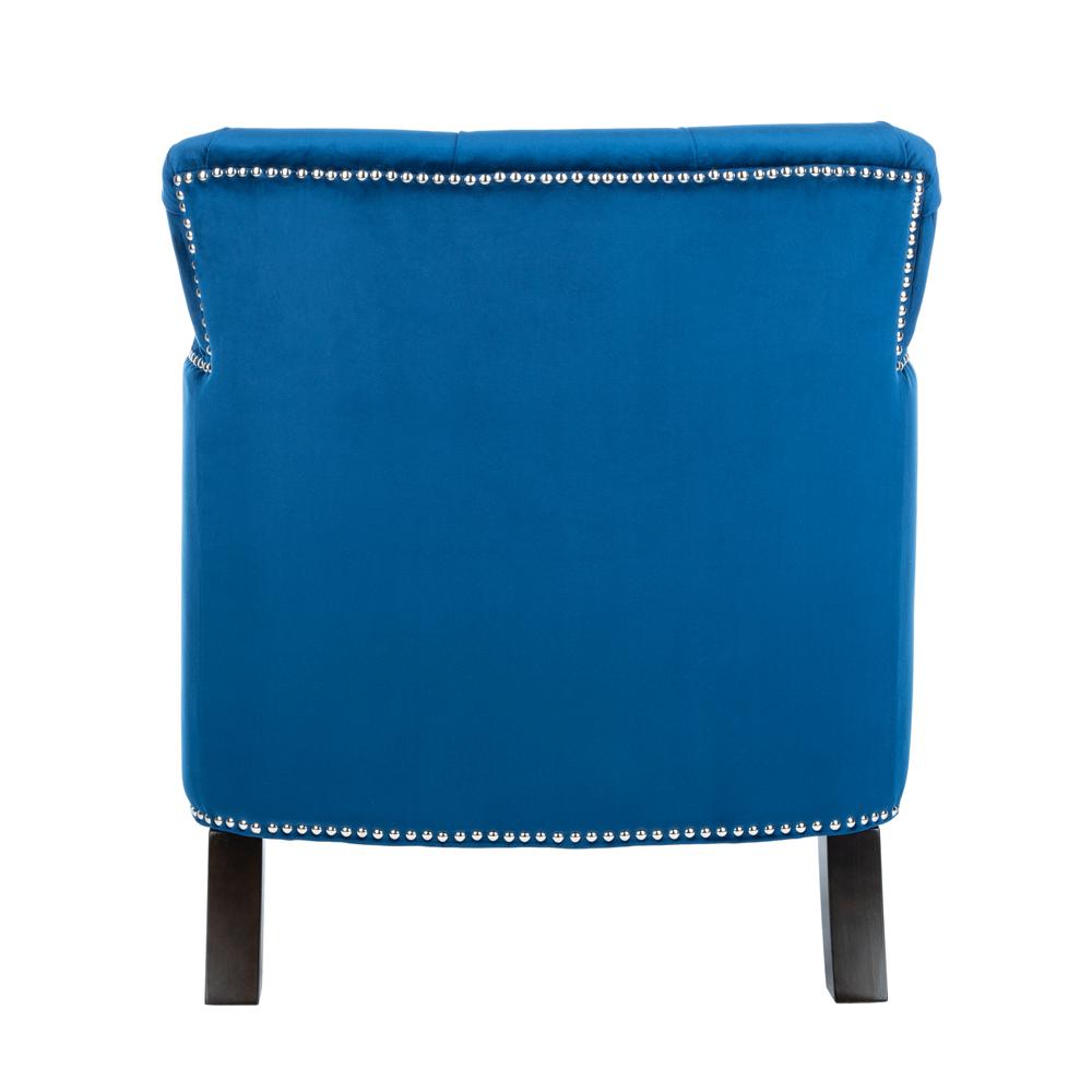 Colin Tufted Club Chair, Navy Blue/Espresso. Picture 2