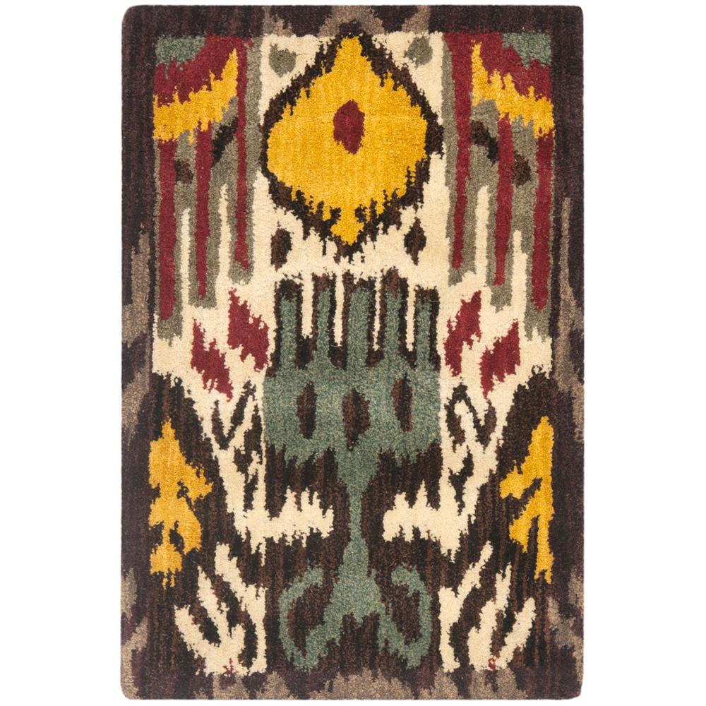 IKAT, CREME / BROWN, 2' X 3', Area Rug. Picture 1
