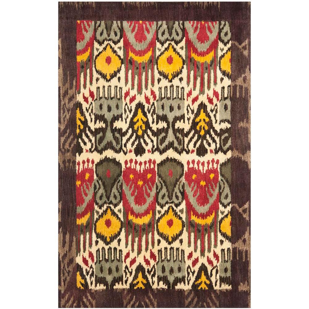 IKAT, CREME / BROWN, 5' X 8', Area Rug. Picture 1