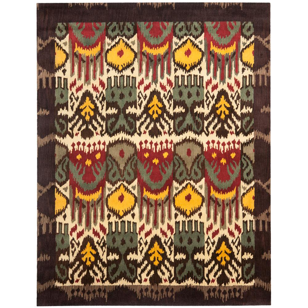 IKAT, CREME / BROWN, 8' X 10', Area Rug. Picture 1