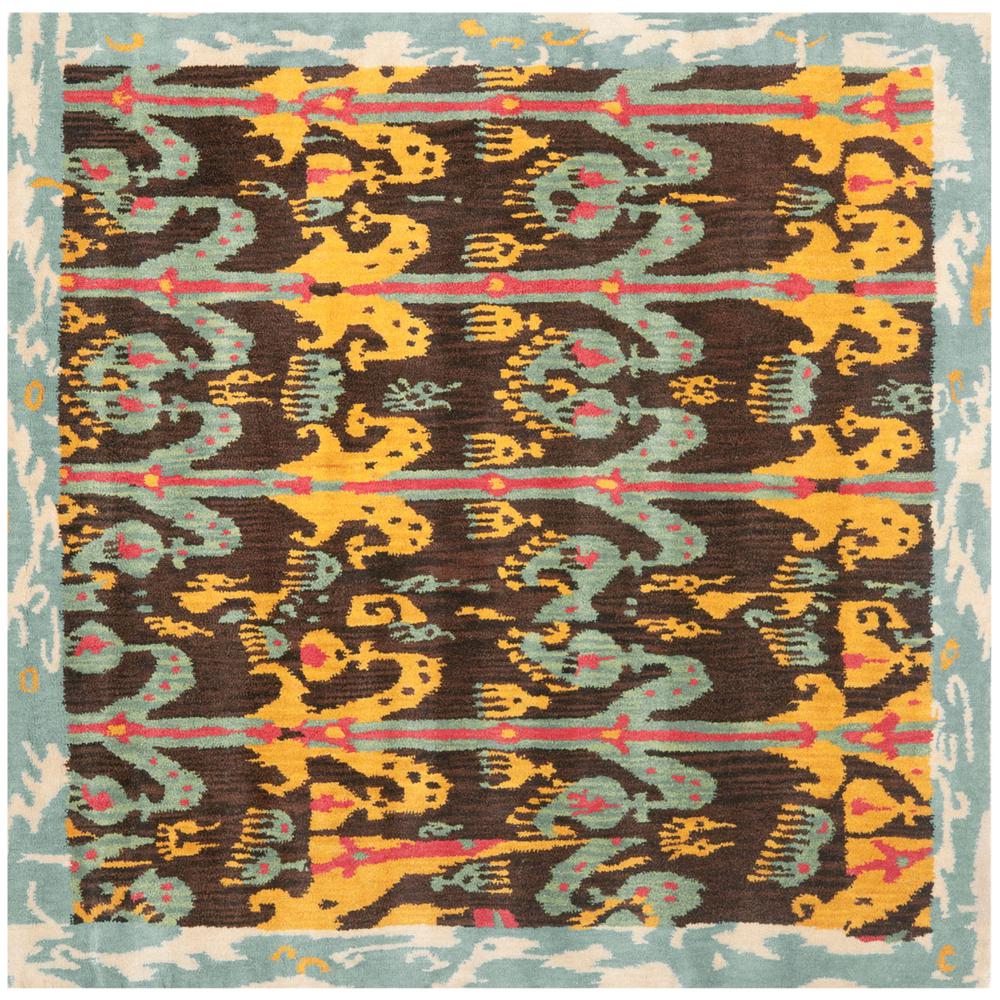 IKAT, CHARCOAL / BLUE, 6' X 6' Square, Area Rug, IKT221A-6SQ. Picture 1