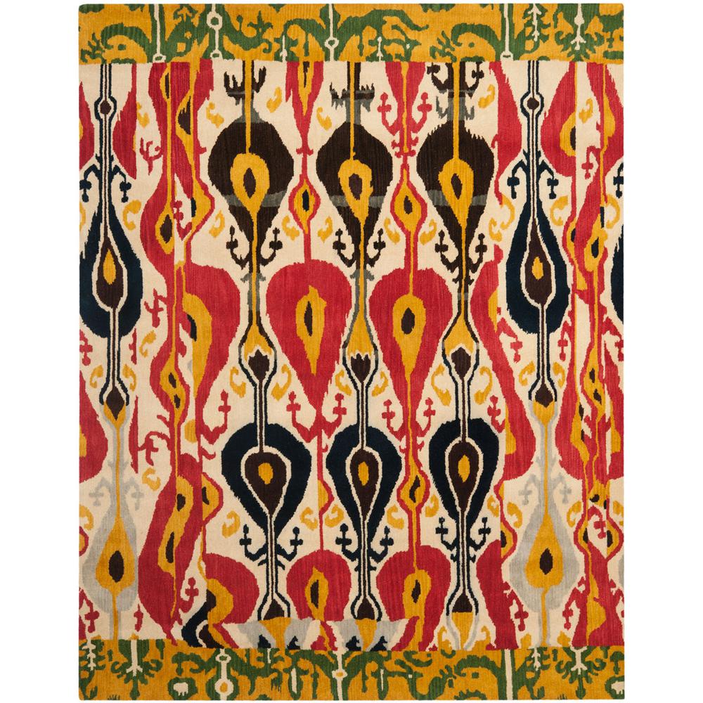 IKAT, CREAM / GREEN, 8' X 10', Area Rug. Picture 1
