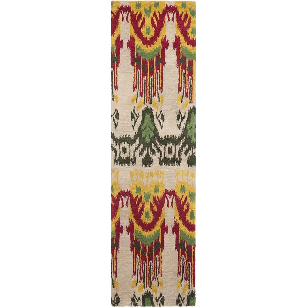 IKAT, BEIGE / YELLOW, 2'-3" X 8', Area Rug. Picture 1