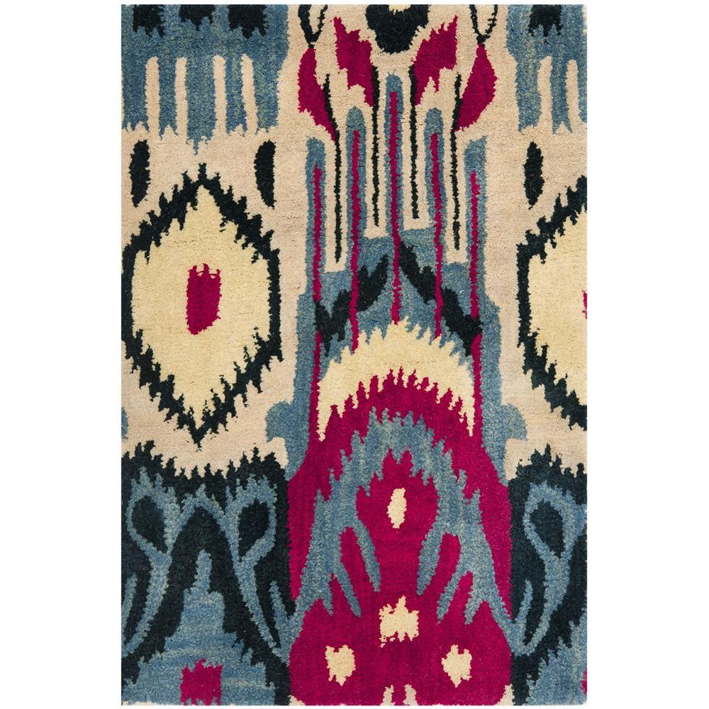 IKAT, BEIGE / BLUE, 2' X 3', Area Rug. The main picture.