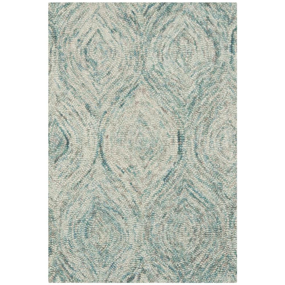 IKAT, IVORY / SEA BLUE, 2' X 3', Area Rug. Picture 1