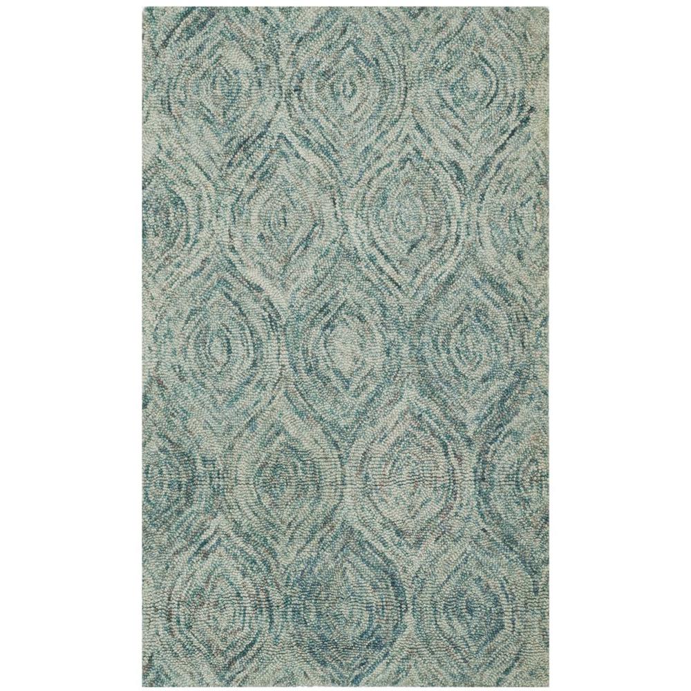 IKAT, IVORY / SEA BLUE, 3' X 5', Area Rug. Picture 1
