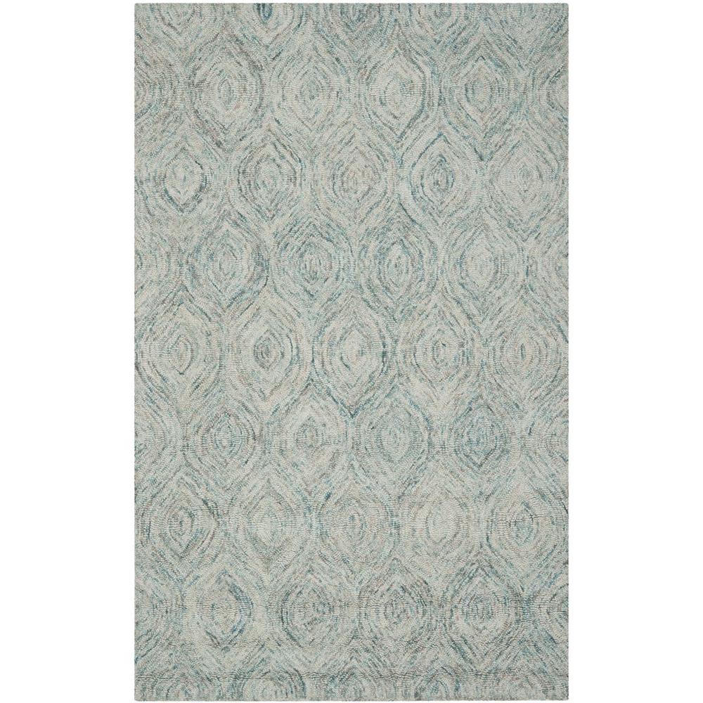 IKAT, IVORY / SEA BLUE, 5' X 8', Area Rug. Picture 1