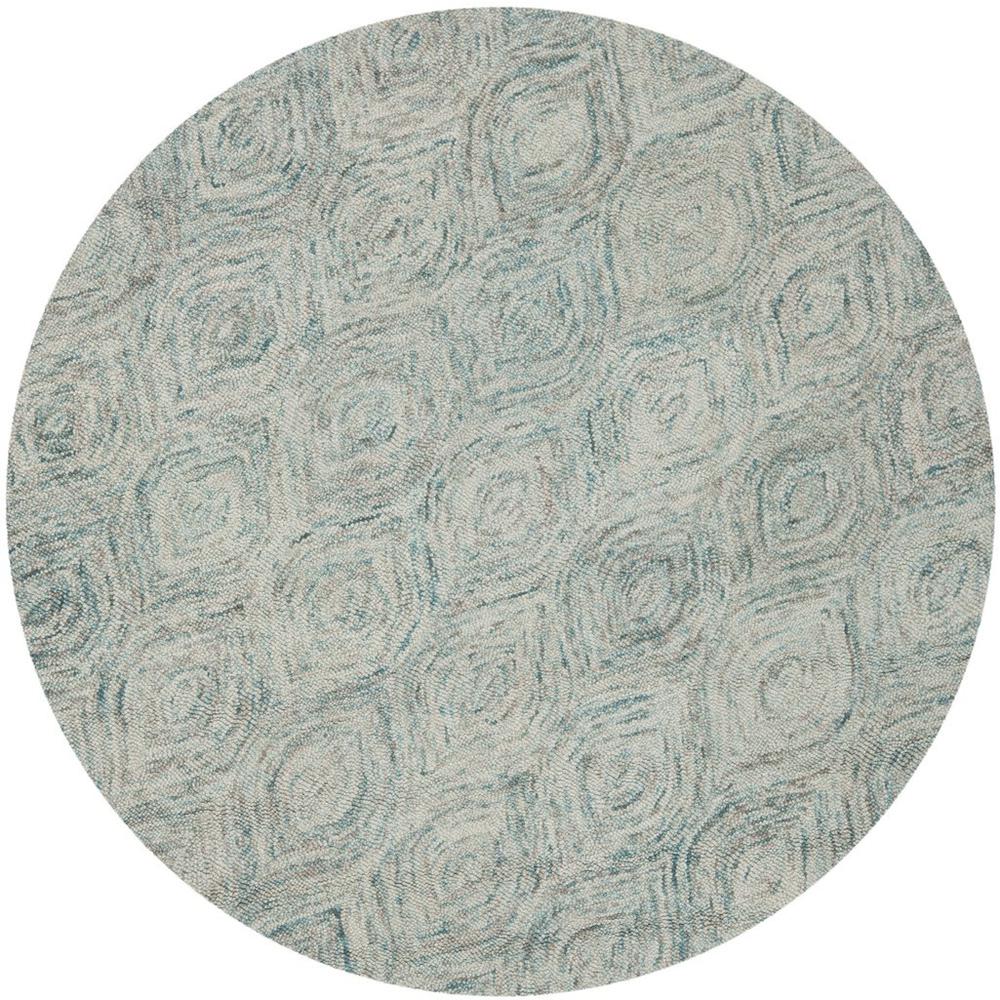IKAT, IVORY / SEA BLUE, 6' X 6' Round, Area Rug. The main picture.