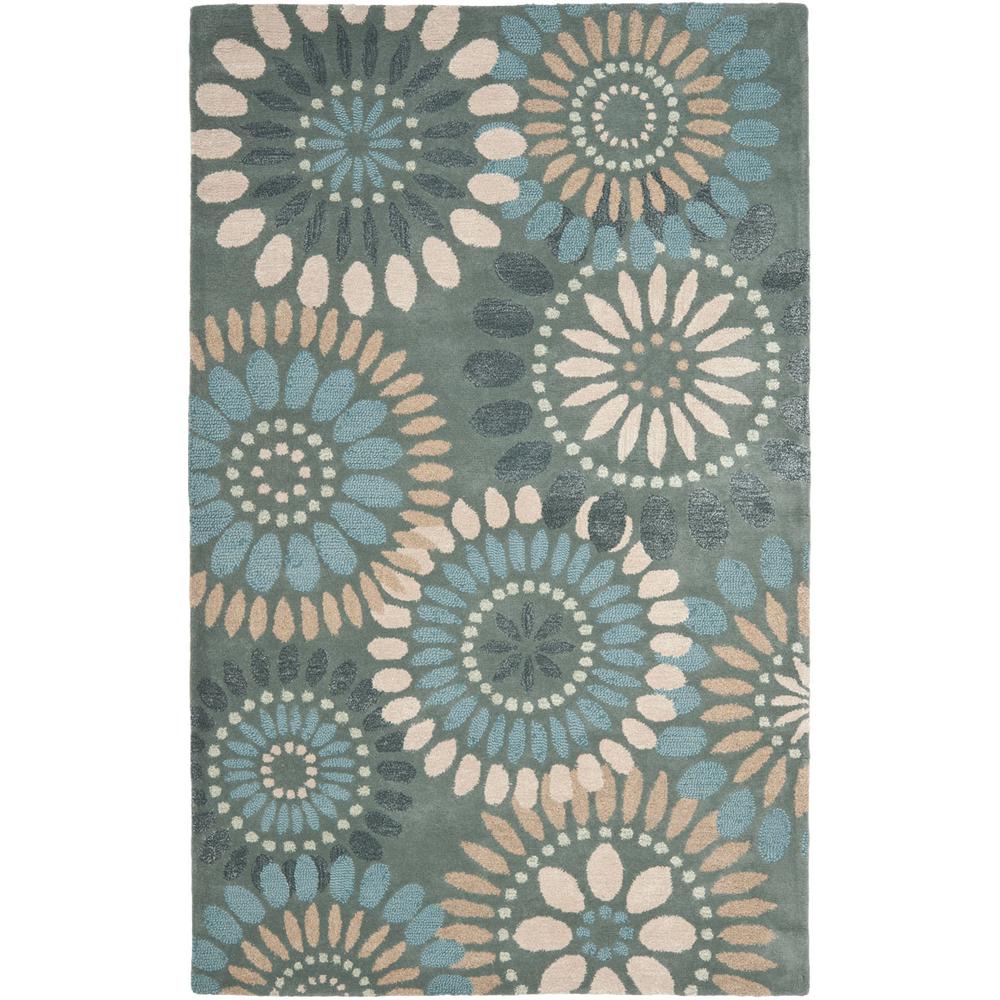 JARDIN, GREY / BLUE, 5' X 8', Area Rug. The main picture.