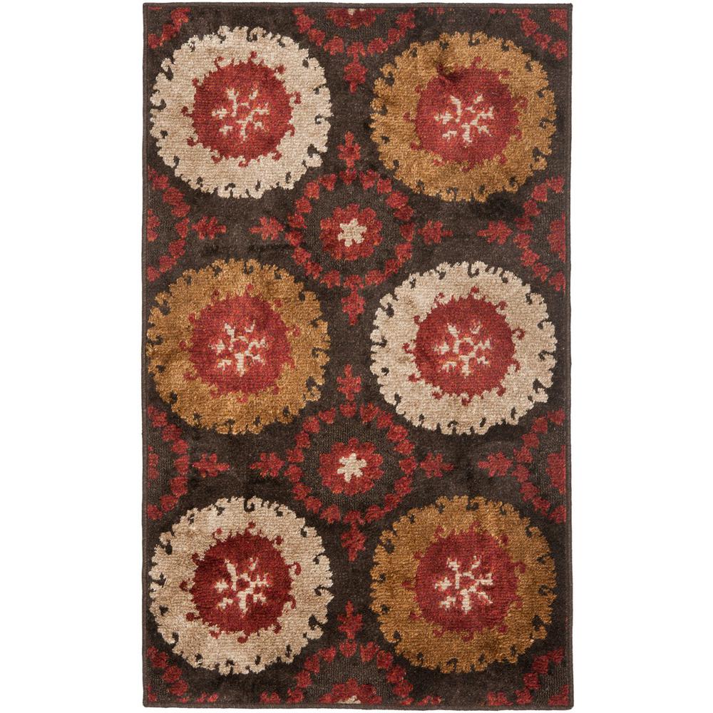 KASHMIR, BROWN / RED, 5' X 8', Area Rug. Picture 1