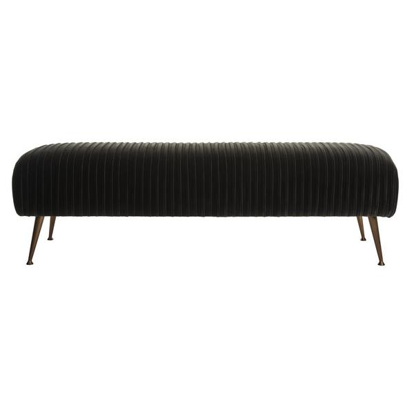 SALOME VELVET BENCH WITH ANTIQUE BRASS LEGS, KNT7041A. Picture 1