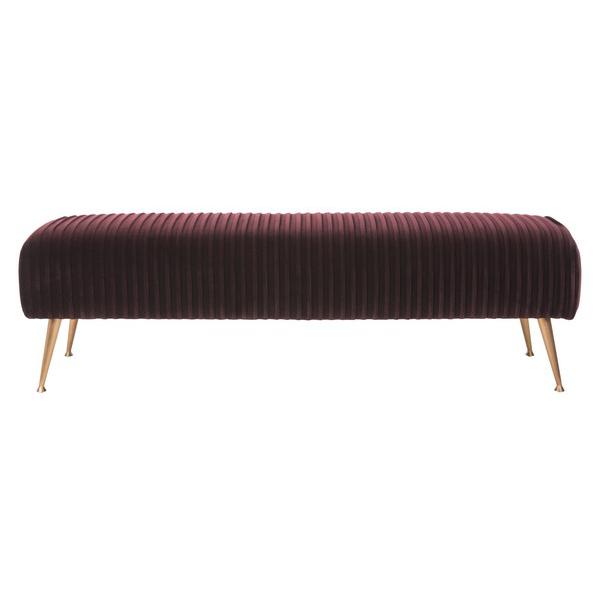 SALOME VELVET BENCH WITH ANTIQUE BRASS LEGS, KNT7041B. Picture 1