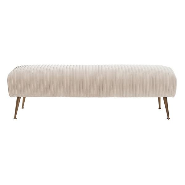 SALOME VELVET BENCH WITH ANTIQUE BRASS LEGS, KNT7041C. Picture 1