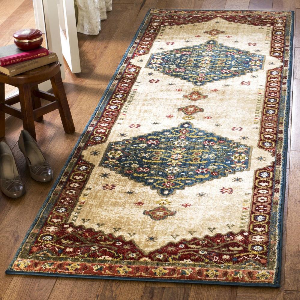 KASHAN, BLUE / RED, 2'-6" X 8', Area Rug, KSN300A-28. Picture 1
