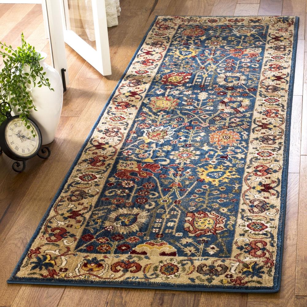 KASHAN, BLUE / TAN, 2'-6" X 8', Area Rug. Picture 1