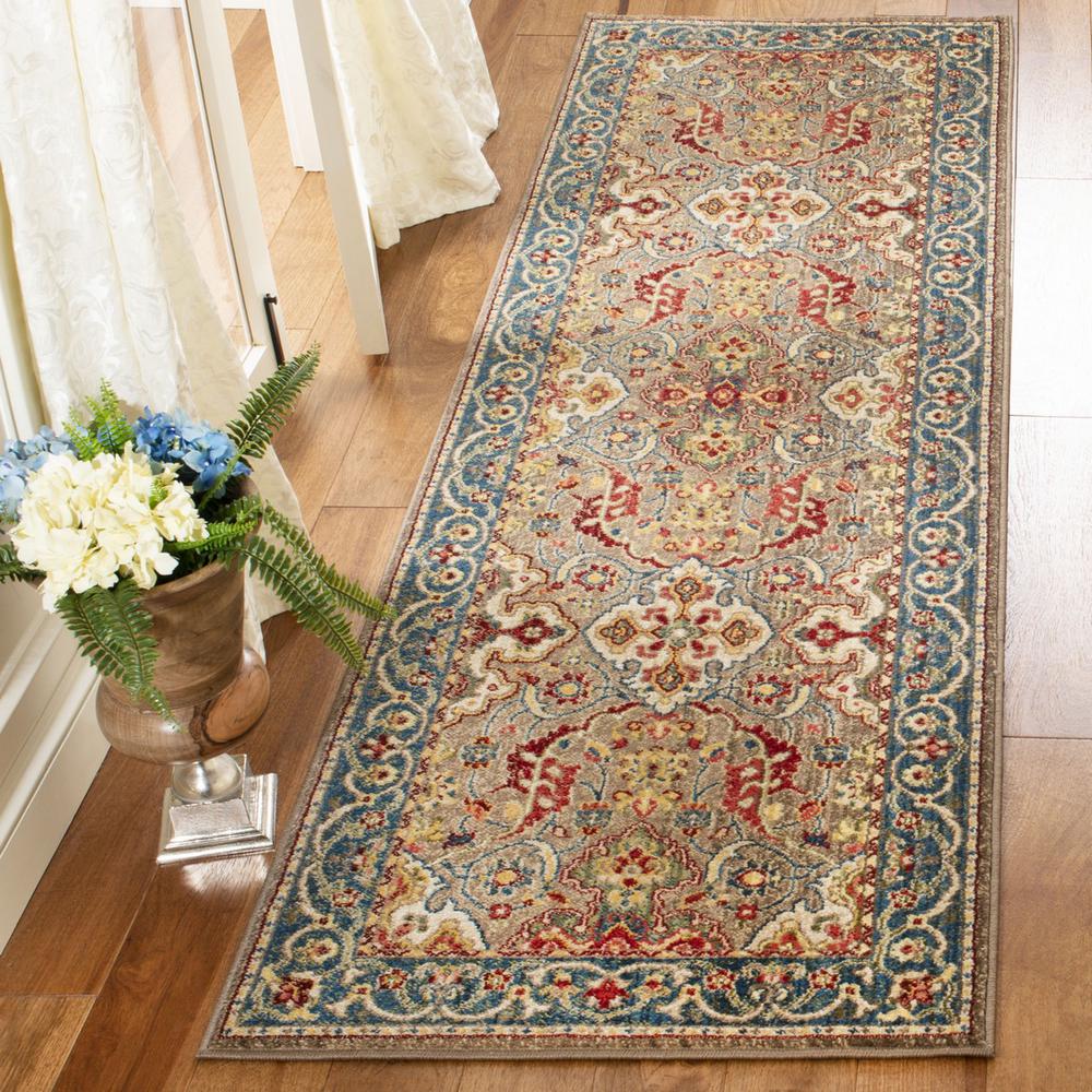 KASHAN, TAUPE / BLUE, 2'-6" X 8', Area Rug. Picture 1