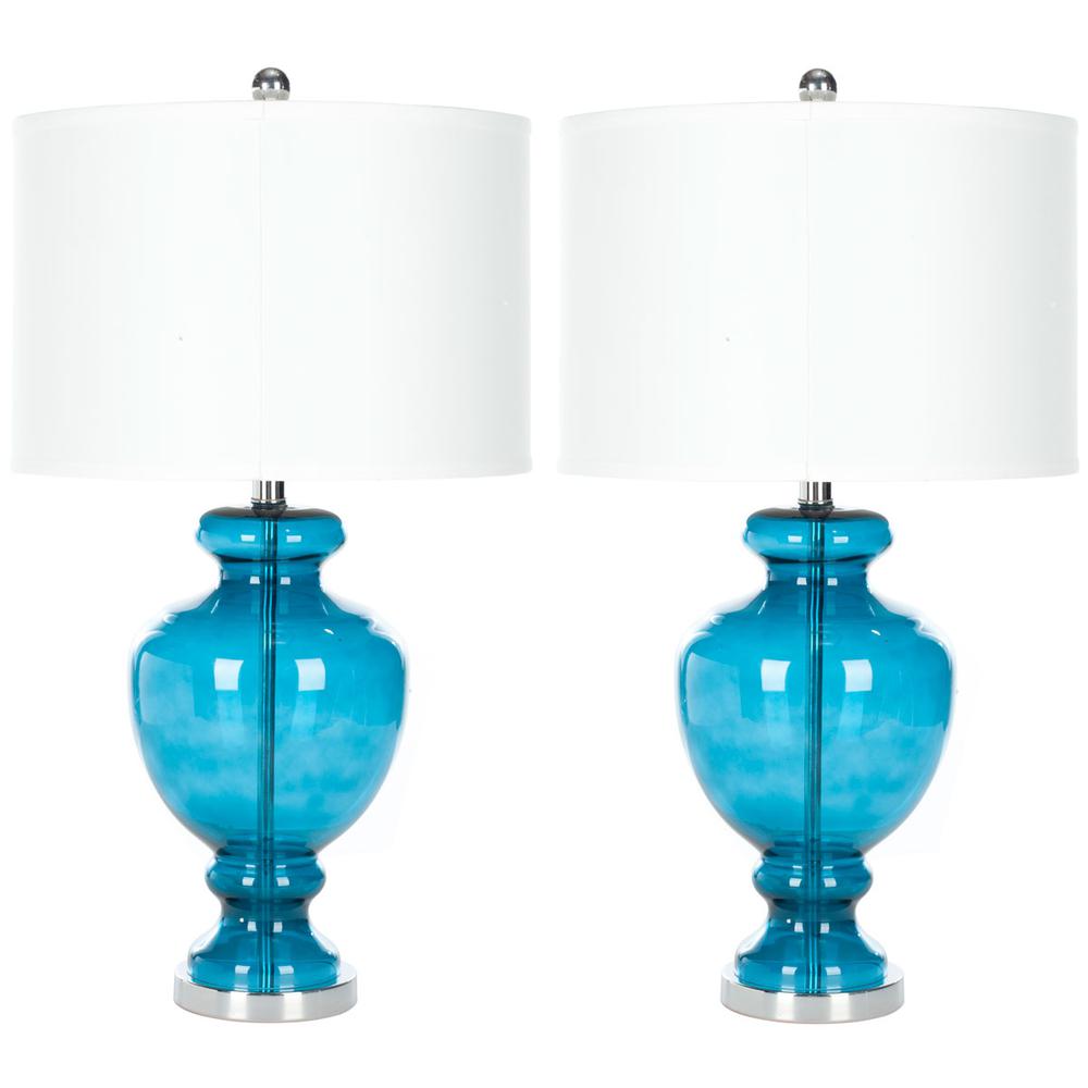 MOROCCO 27-INCH H BLUE GLASS TABLE LAMP. Picture 1