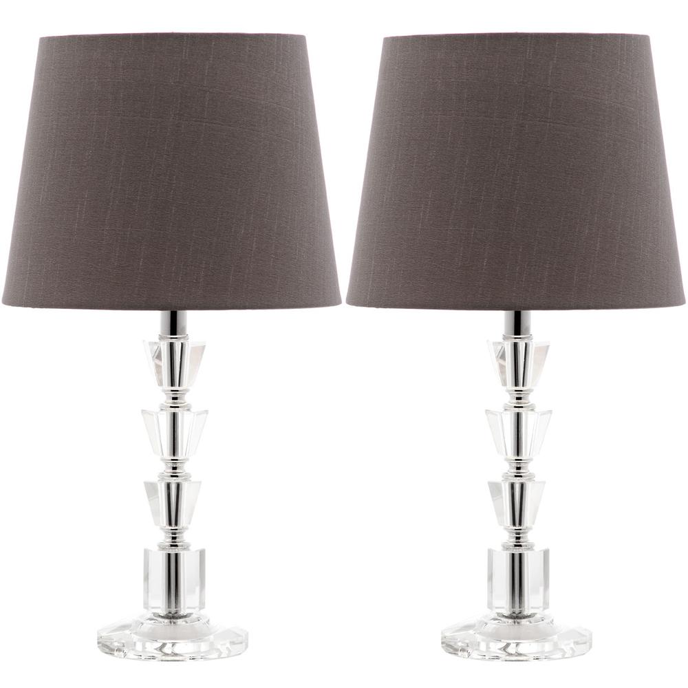 HARLOW 16-INCH H TIERED CRYSTAL DARK GREY LAMP, LIT4125B-SET2. Picture 1