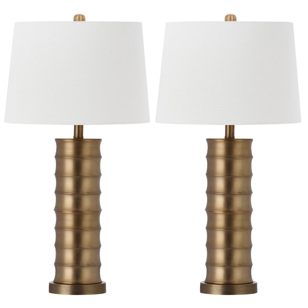 LINUS 28.5-INCH H BRASS COLUMN TABLE LAMP. Picture 1