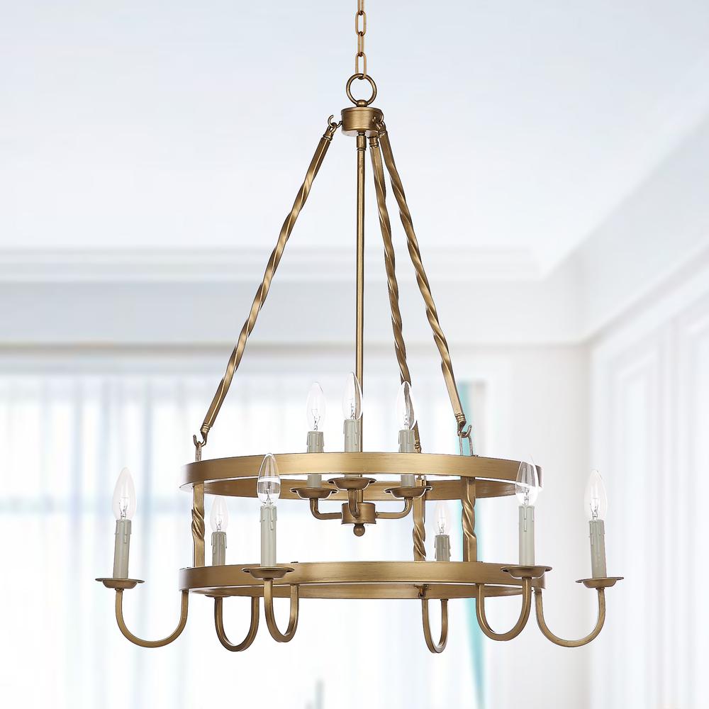 Crowley 31-Inch Dia Adjustable Chandelier, Gold. Picture 2