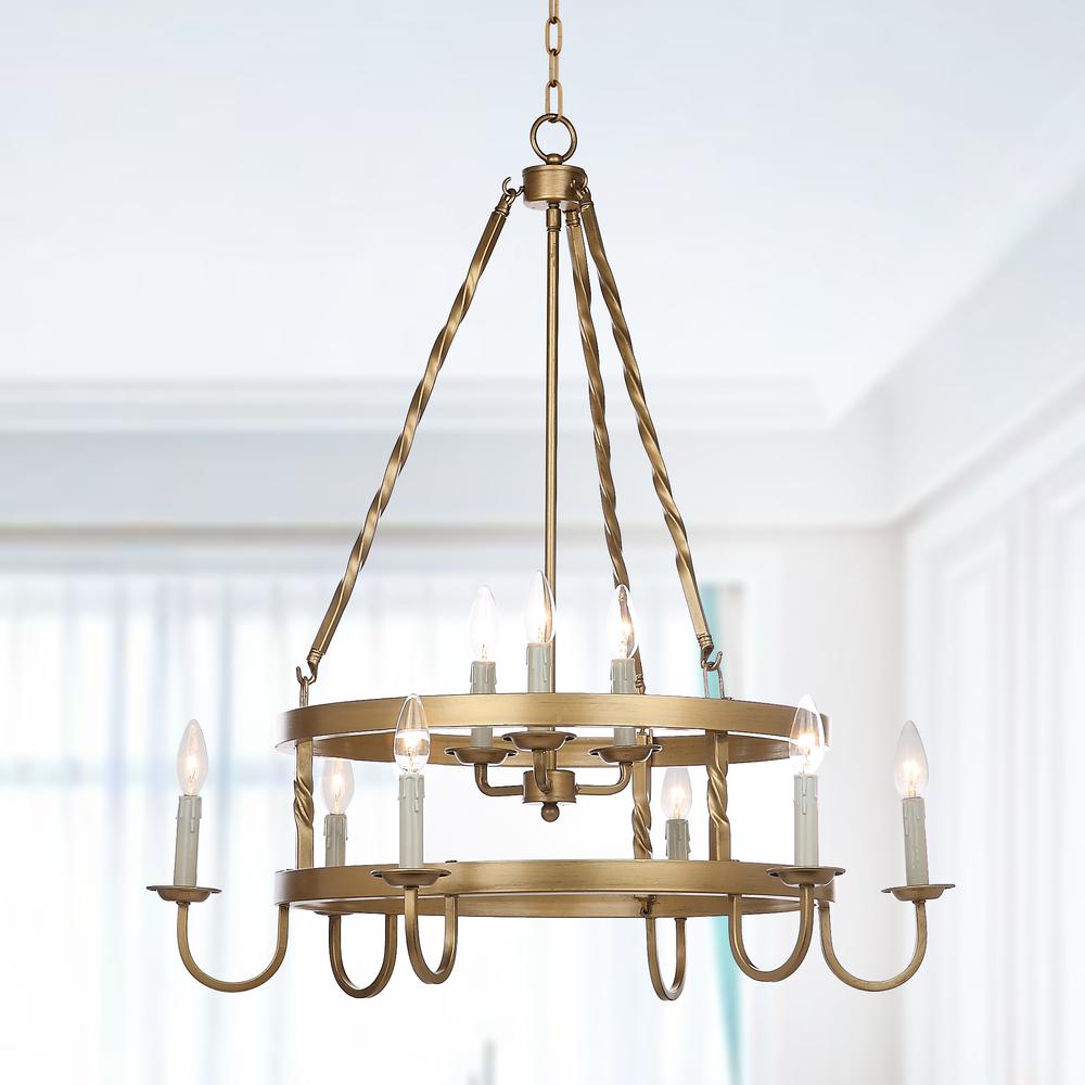 Crowley 31-Inch Dia Adjustable Chandelier, Gold. Picture 4