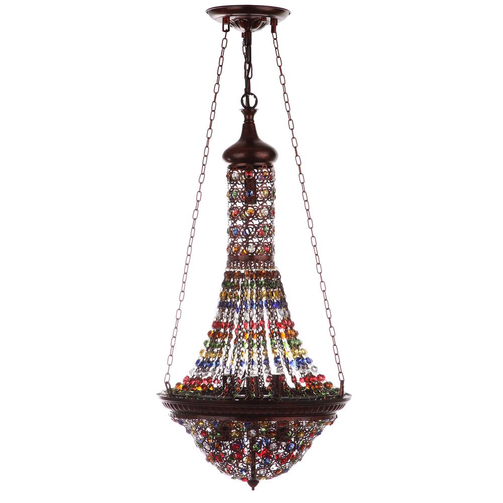 Moroccan Gentle 15.25-Inch Dia Pendant Lamp, Dark Bronze/Multicolor. Picture 2