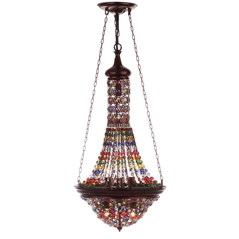 Moroccan Gentle 15.25-Inch Dia Pendant Lamp, Dark Bronze/Multicolor. Picture 3
