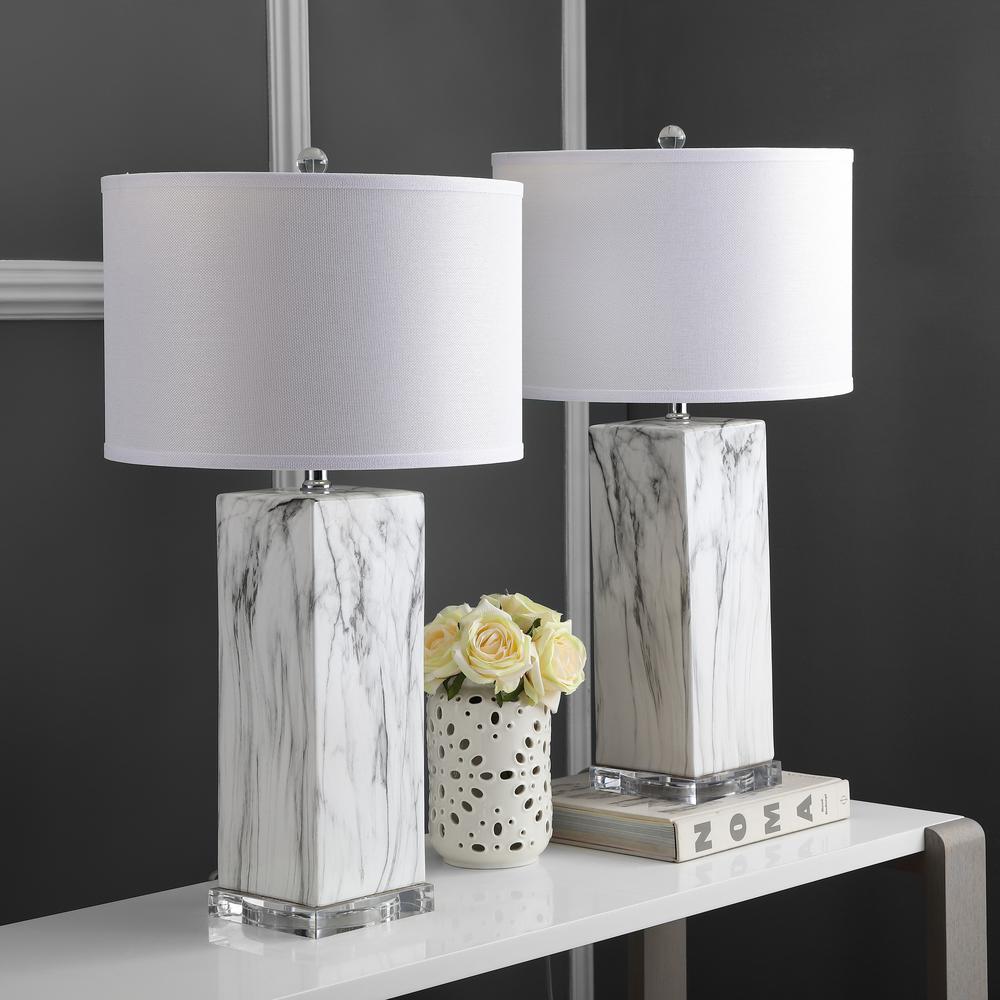 Olympia Marble Table Lamp, Black/White Marble. Picture 1