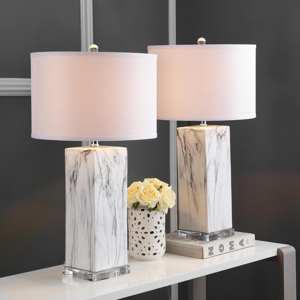Olympia Marble Table Lamp, Black/White Marble. Picture 2