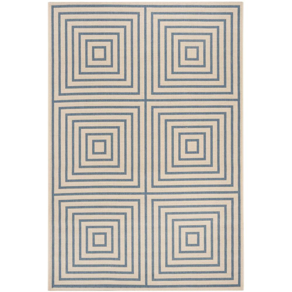 LINDEN 100, CREAM / BLUE, 5'-1" X 7'-6", Area Rug, LND123N-5. The main picture.