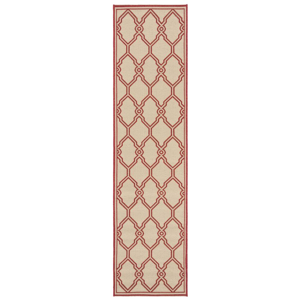 LINDEN 100, RED / CREME, 2' X 8', Area Rug, LND124Q-28. The main picture.