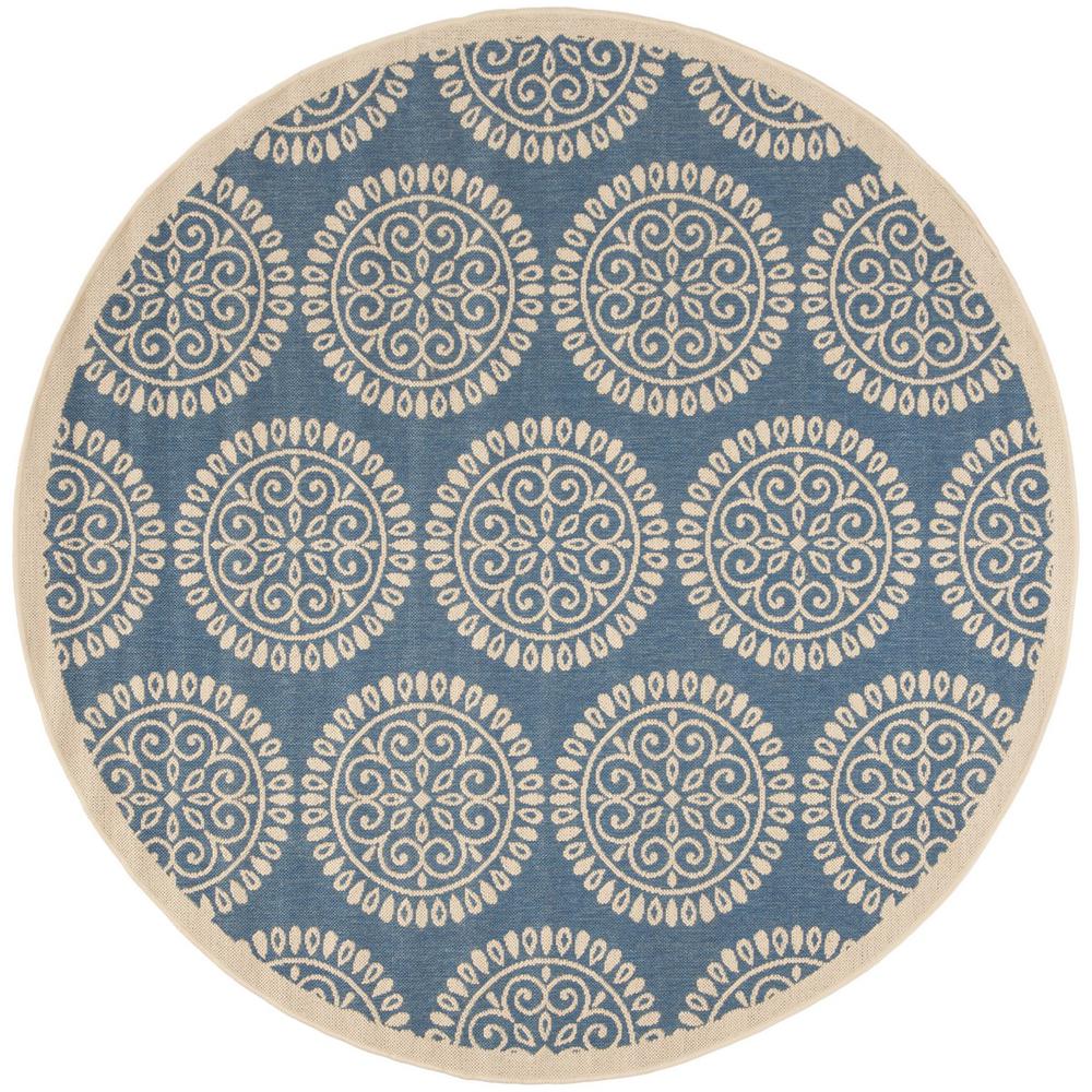 LINDEN 100, BLUE / CREME, 6'-7" X 6'-7" Round, Area Rug, LND176M-6R. The main picture.