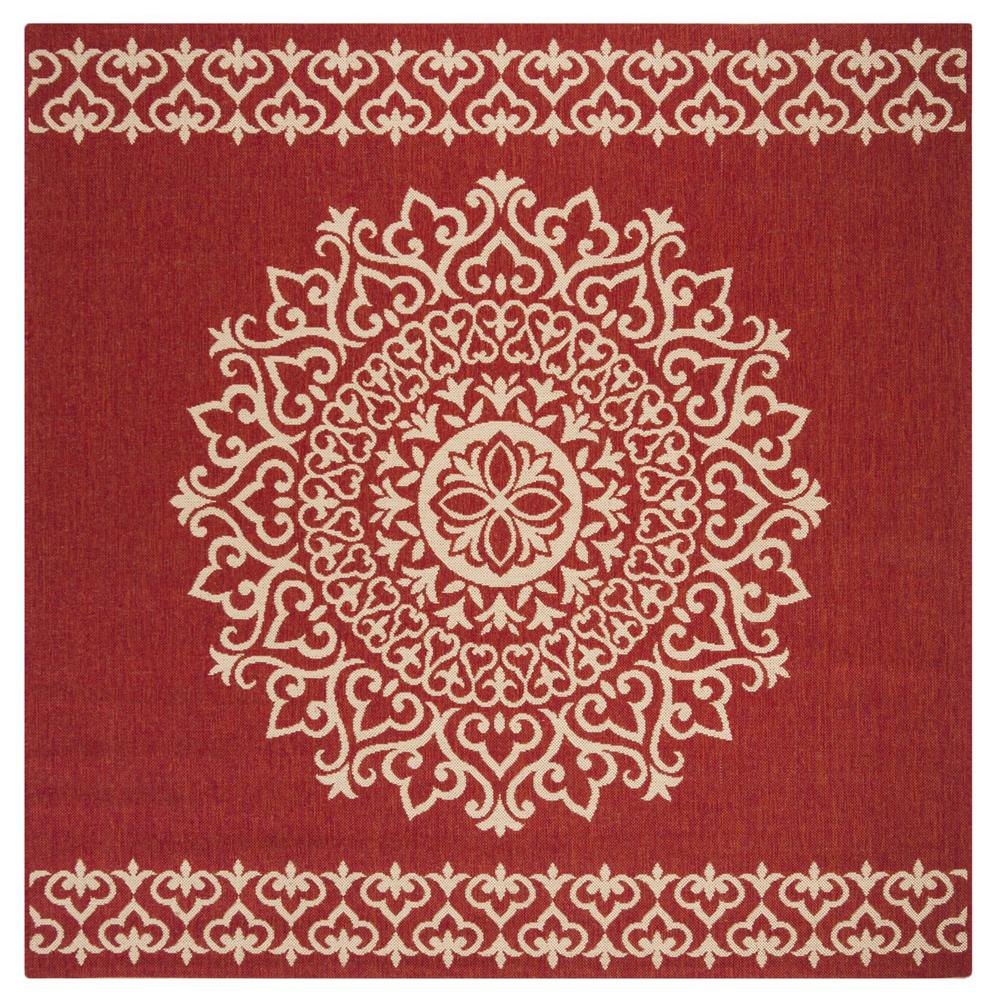 LINDEN 100, RED / CREME, 6'-7" X 6'-7" Square, Area Rug, LND183Q-6SQ. The main picture.