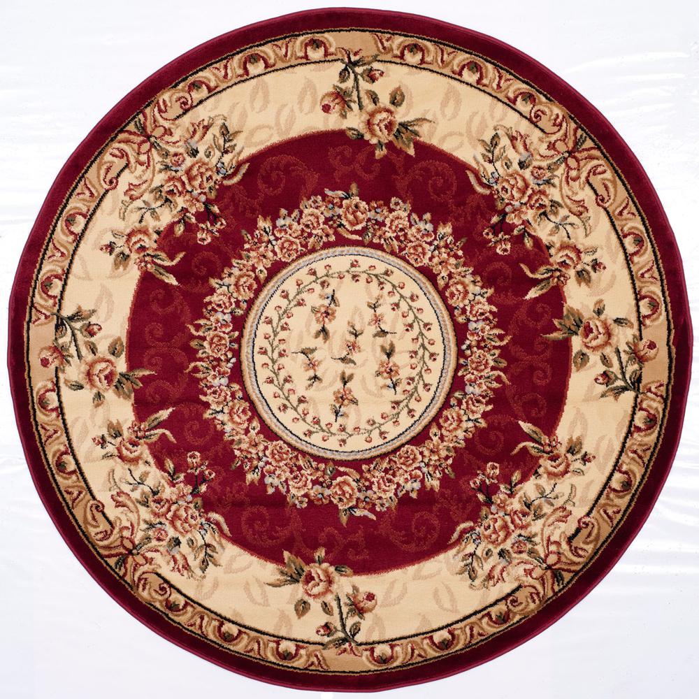 LYNDHURST, RED / IVORY, 5'-3" X 5'-3" Round, Area Rug, LNH328C-5R. Picture 1