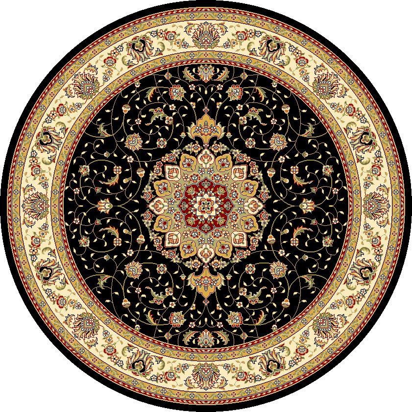 LYNDHURST, BLACK / IVORY, 8' X 8' Round, Area Rug, LNH329A-8R. Picture 1