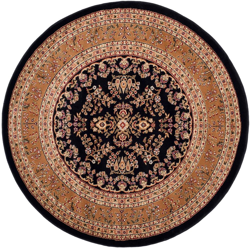 LYNDHURST, BLACK / TAN, 5'-3" X 5'-3" Round, Area Rug. The main picture.