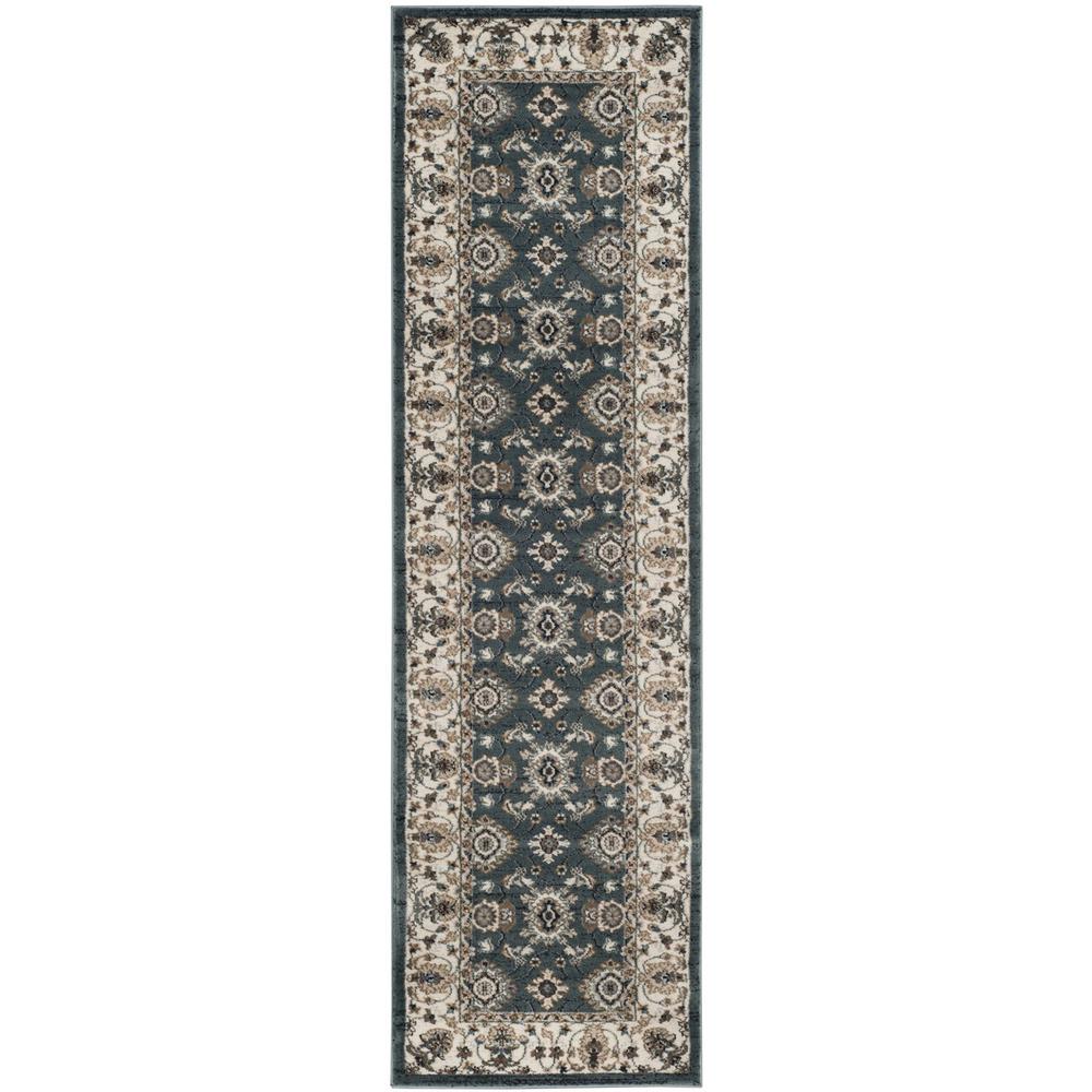 LYNDHURST, TEAL / CREAM, 2'-3" X 8', Area Rug. Picture 1