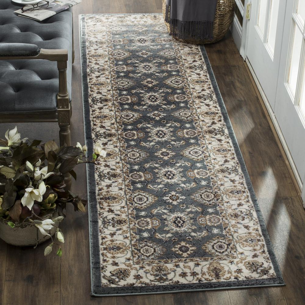 LYNDHURST, TEAL / CREAM, 2'-3" X 12', Area Rug. Picture 1