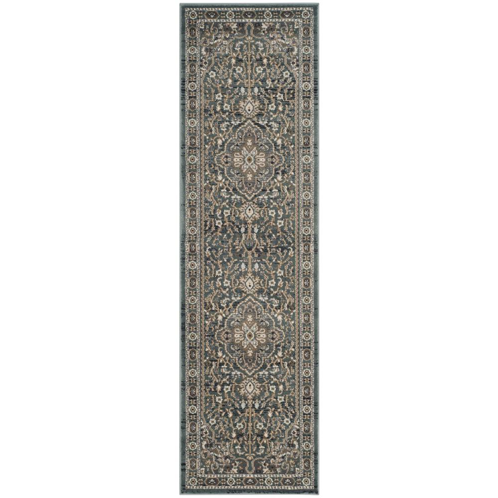 LYNDHURST, TEAL / GREY, 2'-3" X 8', Area Rug. Picture 1